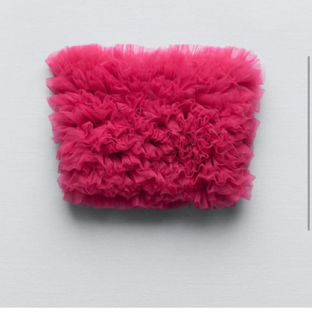 BLOGGER'S FAVE! Zara Knit Strapless Tulle Top Fuchsia - Picture 2 of 3